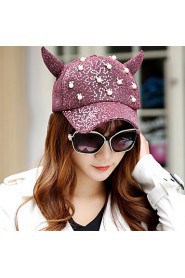 Summer Fashion Hip-hop Tide Pearl Decoration Devil Horns Sequins Baseball Cap