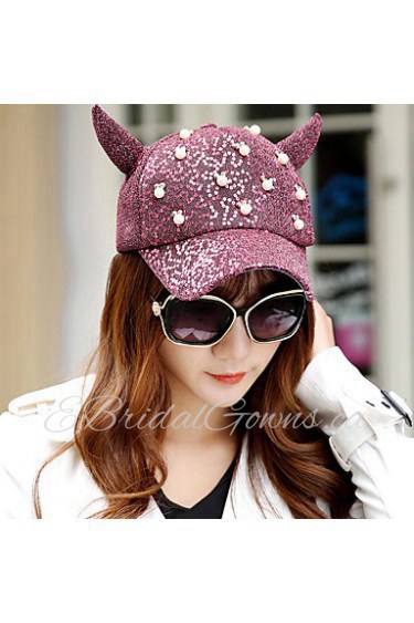 Summer Fashion Hip-hop Tide Pearl Decoration Devil Horns Sequins Baseball Cap