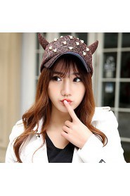 Summer Fashion Hip-hop Tide Pearl Decoration Devil Horns Sequins Baseball Cap