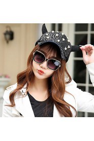 Summer Fashion Hip-hop Tide Pearl Decoration Devil Horns Sequins Baseball Cap