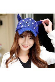 Summer Fashion Hip-hop Tide Pearl Decoration Devil Horns Sequins Baseball Cap