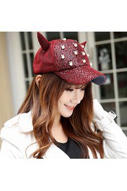 Summer Fashion Hip-hop Tide Pearl Decoration Devil Horns Sequins Baseball Cap