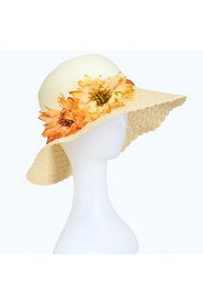 Fashion Summer Beach Travel Visor Dome UV Flowers Sunflowers Straw Hat