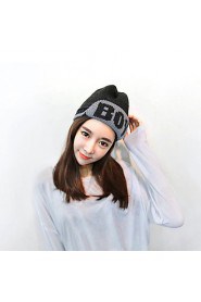 Women Casual Warm Winter Wool Knitted Letters Anti-snow Ski Hat