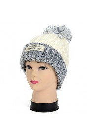 Women Casual Knitting Wool Cute Warm Stripes Colore English Alphabet Labeling Hat