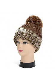 Women Casual Knitting Wool Cute Warm Stripes Colore English Alphabet Labeling Hat