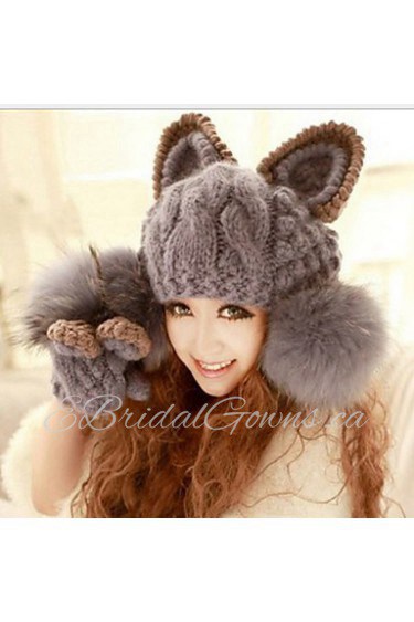 Women Lovely Angle Of Demon Cat Ear Hat Knitting Hat In winter