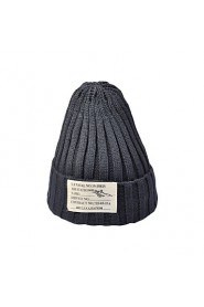 Unisex Knitwear Casual Solid Color Patch Knit Wool Couple Cap