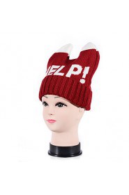 Women Knitwear Casual Wool Knitwear Letters Printed Horn Hat