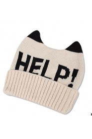 Women Knitwear Casual Wool Knitwear Letters Printed Horn Hat