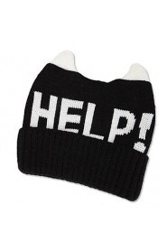 Women Knitwear Casual Wool Knitwear Letters Printed Horn Hat