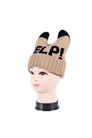 Women Knitwear Casual Wool Knitwear Letters Printed Horn Hat