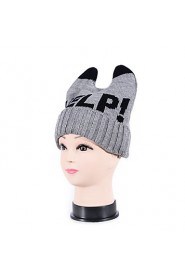 Women Knitwear Casual Wool Knitwear Letters Printed Horn Hat