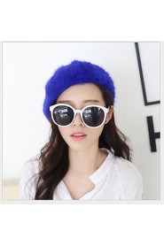 Fashion Pure Color Rabbit Fur Beret Princess Female Models Hat