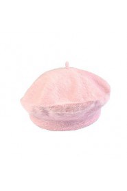 Fashion Pure Color Rabbit Fur Beret Princess Female Models Hat