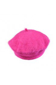 Fashion Pure Color Rabbit Fur Beret Princess Female Models Hat