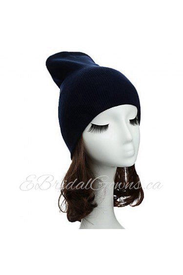 Women Men Beanie Hat Solid Color Warm Hip-Hop Cool Knitted Cap Headwear