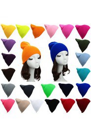 Women Men Beanie Hat Solid Color Warm Hip-Hop Cool Knitted Cap Headwear