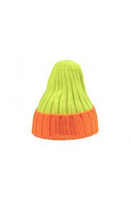 Women Fluorescent Color Stitching Small Speakers Wool Knit Cap