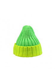 Women Fluorescent Color Stitching Small Speakers Wool Knit Cap