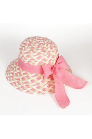 Women Straw Bow Fedora Hat,Cute/ Party/ Casual Spring/ Summer/ Fall