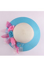 Women Straw Flowers Sun Hat,Cute/ Party/ Casual Spring/ Summer/ Fall