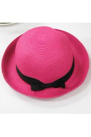 Women Straw Bow Fedora Hat,Cute/ Party/ Casual Spring/ Summer/ Fall