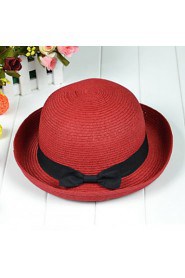 Women Straw Bow Fedora Hat,Cute/ Party/ Casual Spring/ Summer/ Fall