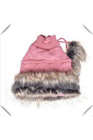 Autumn and Winter Female Korean Tidal Thick Warm Winter Knit Hat Ladies Wool Hat Rabbit Hat Scarf Dual