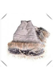 Autumn and Winter Female Korean Tidal Thick Warm Winter Knit Hat Ladies Wool Hat Rabbit Hat Scarf Dual