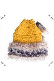 Autumn and Winter Female Korean Tidal Thick Warm Winter Knit Hat Ladies Wool Hat Rabbit Hat Scarf Dual