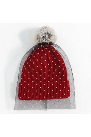 Hou&Tong Fashion Causual Comfortable Mesh Pure Color Polka Dots Beanie