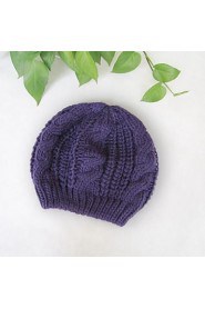 Women's Warm Solid Color Crocheted Beanie