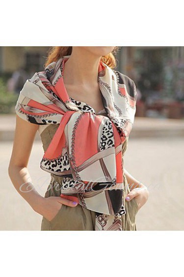 Women Leopard Print Chiffon Scarf Shawls