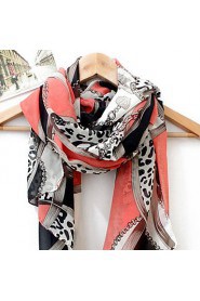 Women Leopard Print Chiffon Scarf Shawls