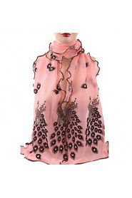 Women's Wonderful Chiffon Peacock Wrap Shawl Long Soft Scarf