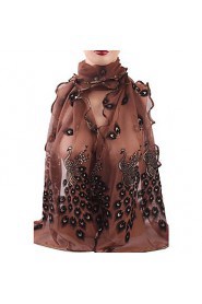 Women's Wonderful Chiffon Peacock Wrap Shawl Long Soft Scarf