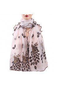 Women's Wonderful Chiffon Peacock Wrap Shawl Long Soft Scarf