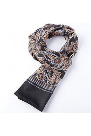 Men Black White-collar Occupation Printing Work Silk Scarf