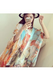 Star Chiffon Long Section Of Multicolored Graffiti Color Silk Scarf Shawl