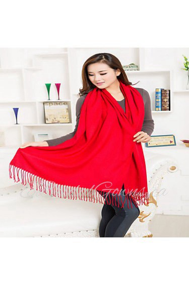 Pure Red Cashmere Fringed Scarves Valentine's Day Gift