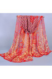 Women's Chiffon Colorful Print Scarf