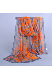 Women's Chiffon Colorful Print Scarf