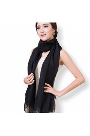 Women Cute Pure Color High-end Elegant Black Silk Scarves Chiffon Shawl Beach Towel