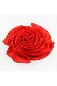 Women Cute Pure Color High-end Red Silk Scarves Chiffon Shawl Beach Towel