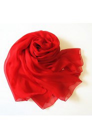 Women Cute Pure Color High-end Red Silk Scarves Chiffon Shawl Beach Towel