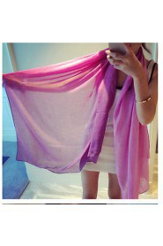 Women Summer Sun Gradient Color Matching Super Wide Cotton Shawls Variety of Knot Silk Scarves