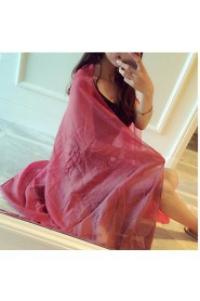 Women Summer Sun Gradient Color Matching Super Wide Cotton Shawls Variety of Knot Silk Scarves