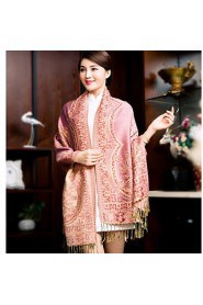 Warm Autumn And Winter Scarves Korean Female National Wind Phoenix Noble Embroidery Jacquard Fringed Oversized Shawl