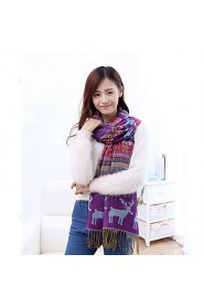 Jacquard knit Bohemian Christmas Snowflake Fawn Colored Geometric Thick Scarves Scarf